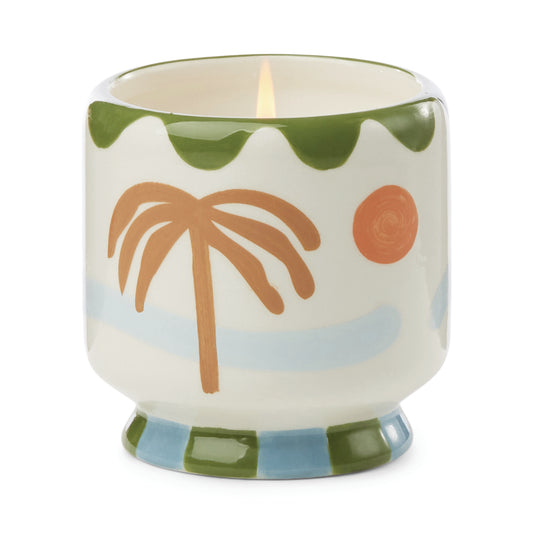 Candela in ceramica Adopo Palm Tree - Profumo Lush Palms - Confezionata in scatola