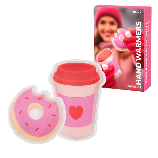 FISURA Set 2 scaldamani a forma di thermos e donut