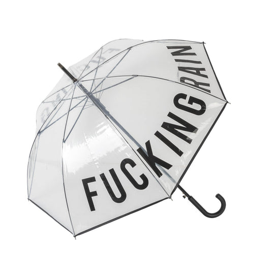 FISURA Ombrello trasparente con scritta "Fucking Rain"