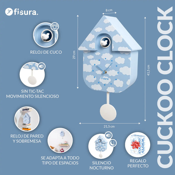 FISURA Orologio a cucù fantasia nuvole