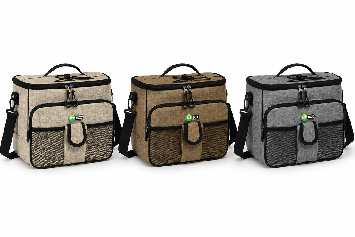 Borsa Frigo Termica ICE BOX con Tracolla Regolabile – Borsa Termica Isolante per Pranzo, Picnic, Mare, Campeggio e Viaggi – Beige, Cammello o Grigio