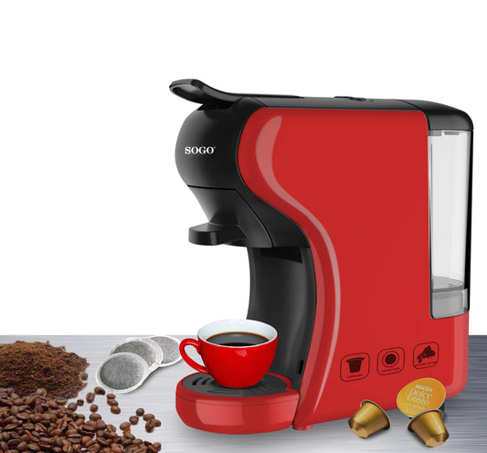 SOGO Macchina da caffè espresso 3-in-1 multi-capsule - 19 bar - 0,6l - 1450w - rosso