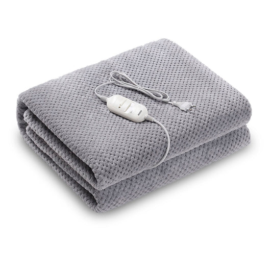 SOGO Coperta elettrica xl in lana di corallo e poliestere - 150 x 80 cm - 60w - grigio