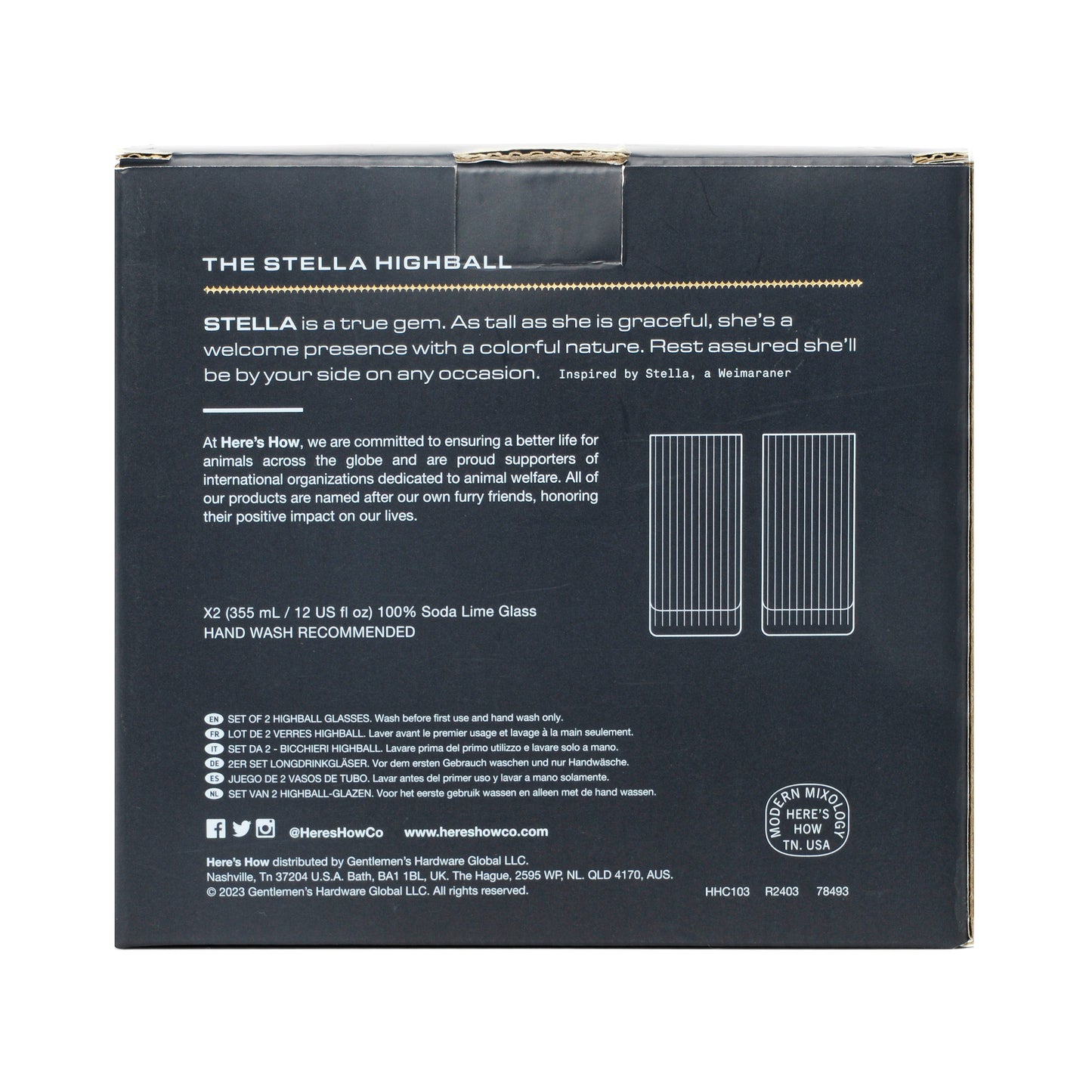Here's How Bicchiere Highball Stella - Set da 2 Blu