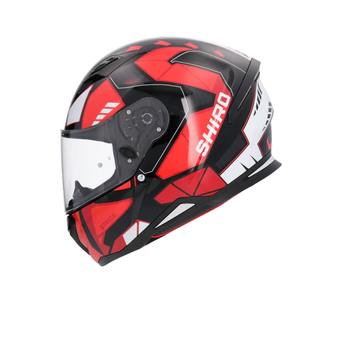 Shiro - Casco integrale Hunter Stage nero rosso lucido XL