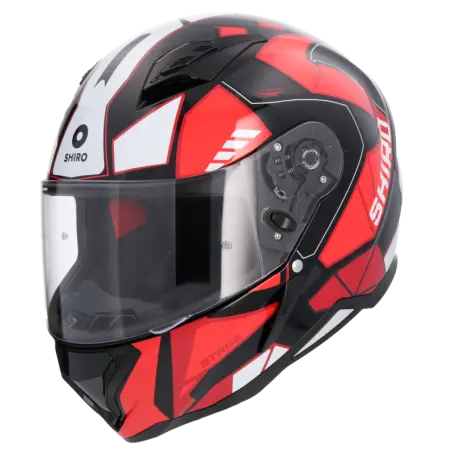 Shiro - Casco integrale Hunter Stage nero rosso lucido L