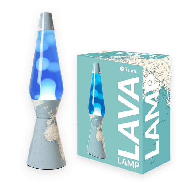 FISURA Lampada lava bullet Mundo liquido blu e lava bianca