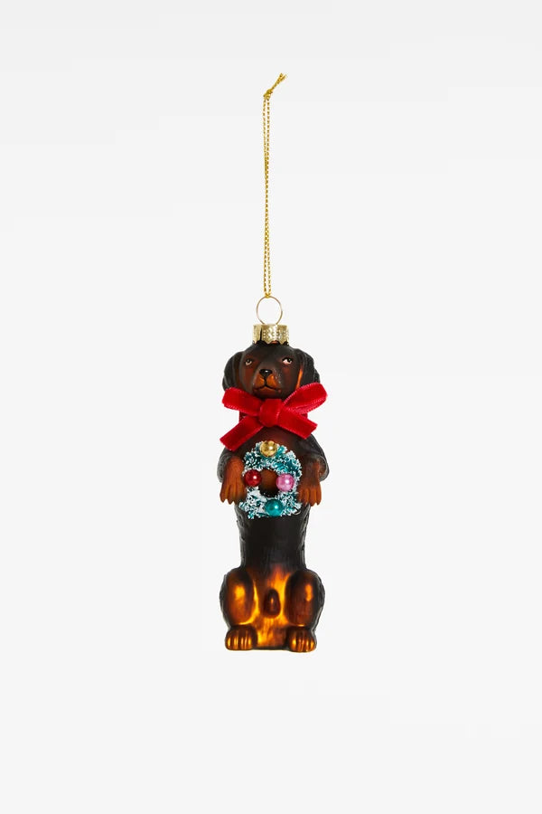Decorazione Natalizia Bassotto da Appendere, Addobbo a Forma di Cane per Albero di Natale, Idea Regalo