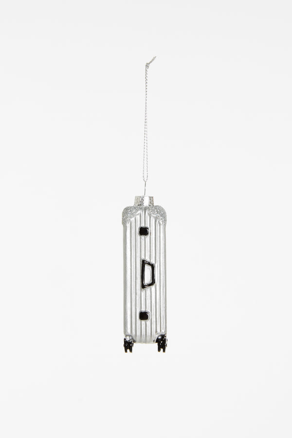 Decorazione Natalizia Valigia Argento da Appendere, Addobbo a Forma di Trolley per Albero di Natale, Idea Regalo