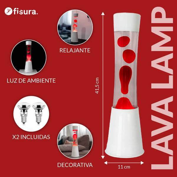 FISURA Lampada lava rossa e bianca