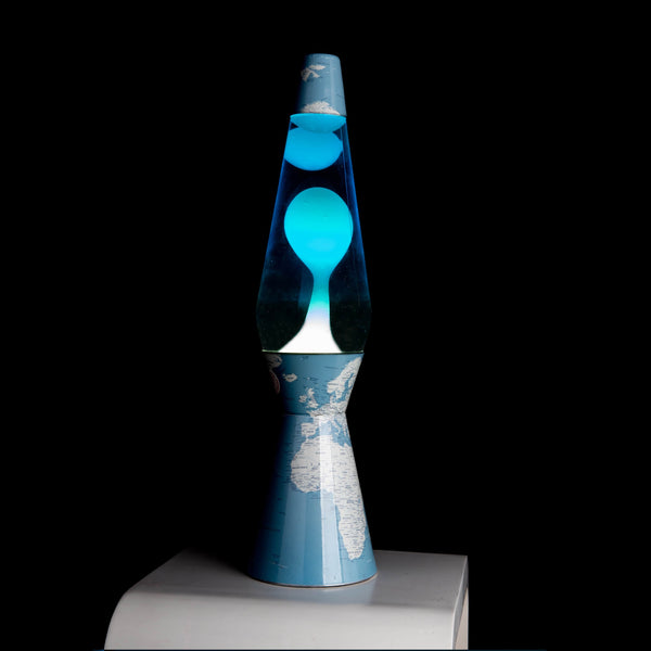 FISURA Lampada lava bullet Mundo liquido blu e lava bianca