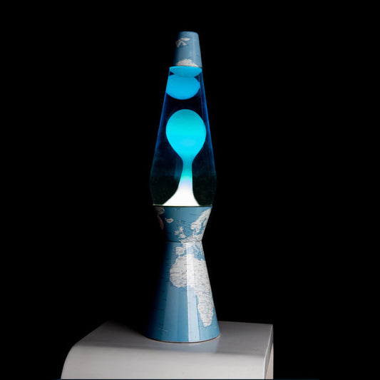 FISURA Lampada lava bullet Mundo liquido blu e lava bianca
