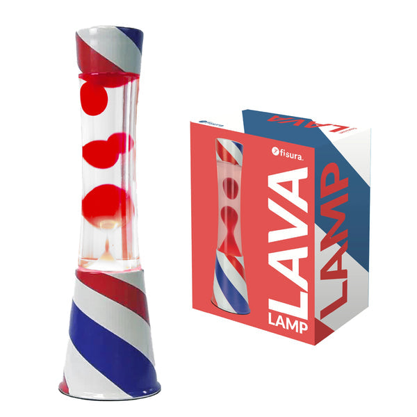 FISURA Lampada lava Barbershop con liquido trasparente e lava rossa
