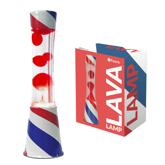 FISURA Lampada lava Barbershop con liquido trasparente e lava rossa