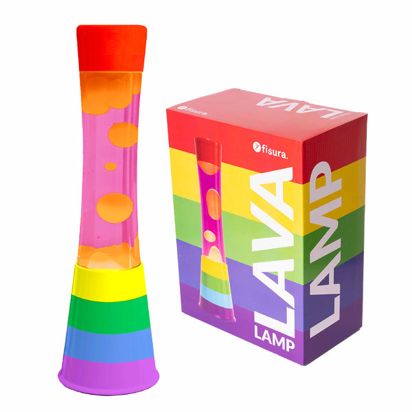 FISURA Lampada lava rainbow lava liquida rosa e arancione