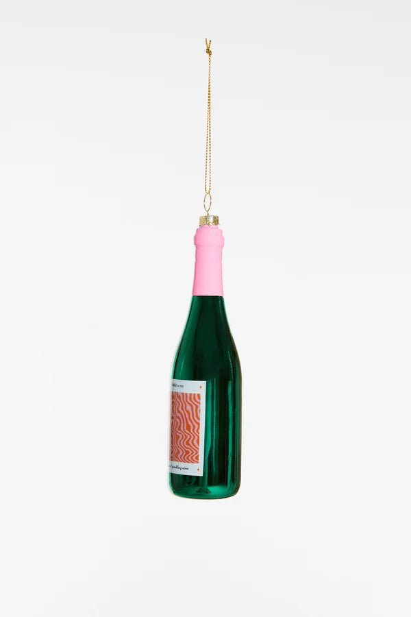 Decorazione Natalizia Bottiglia di Vino in Vetro da Appendere, Addobbo Originale per Albero di Natale, Idea Regalo