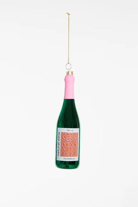 Decorazione Natalizia Bottiglia di Vino in Vetro da Appendere, Addobbo Originale per Albero di Natale, Idea Regalo