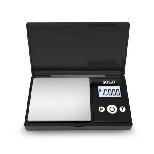 Mini Bilancia Digitale di Precisione 200 g, Sensibilità 0,01 g, Display LCD Retroilluminato, 6 Unità di Misura, Funzione Tara, Piatto in Acciaio Inox, Portatile con Batterie Incluse