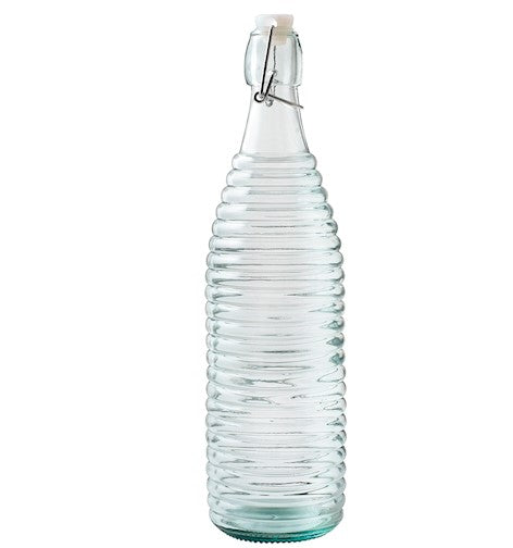 Bottiglia in Vetro Trasp. Assortita motivo righe 1,0L