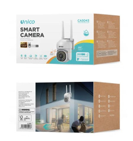Telecamera di Sorveglianza da Esterno CA5043 con Doppia Illuminazione e Testa Orientabile, Videocamera di Sicurezza, Bianca