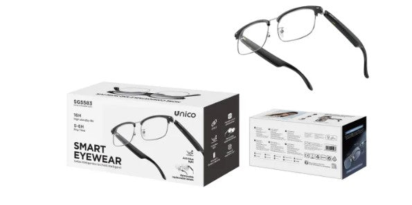 Occhiali Intelligenti Bluetooth SG5583 con Audio Integrato, Montatura in Metallo, Lenti Sostituibili – Nero