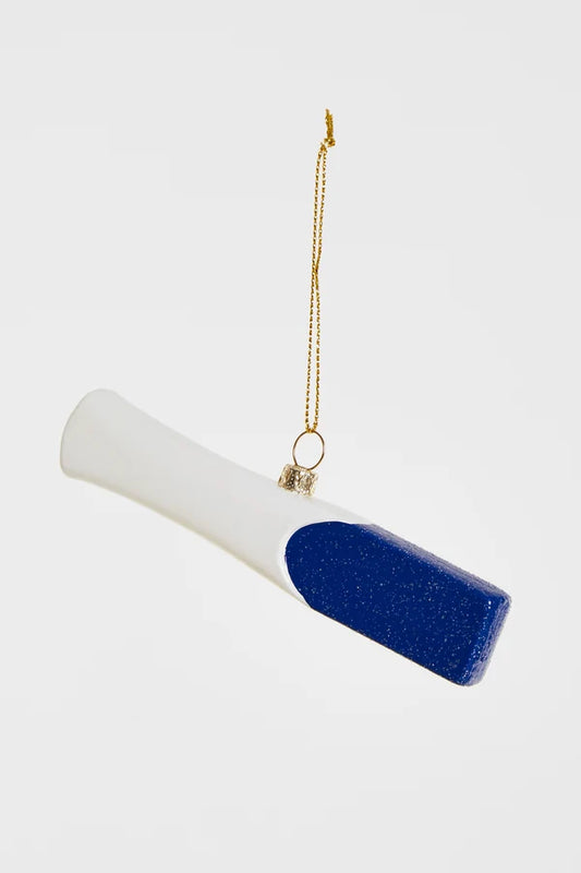 Decorazione Natalizia Test di Gravidanza Blu in Vetro da Appendere, Addobbo per Albero di Natale, 13 cm