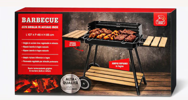 Barbecue con Ruote 107x46x83 cm Griglia da Esterno Mobile per Giardino e Terrazzo