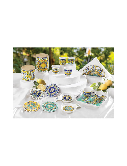 Set 4 Sottopentola Sottobicchiere Cucina Citrus Brandani 52780 10cm Azzurro Ceramica Decorazione