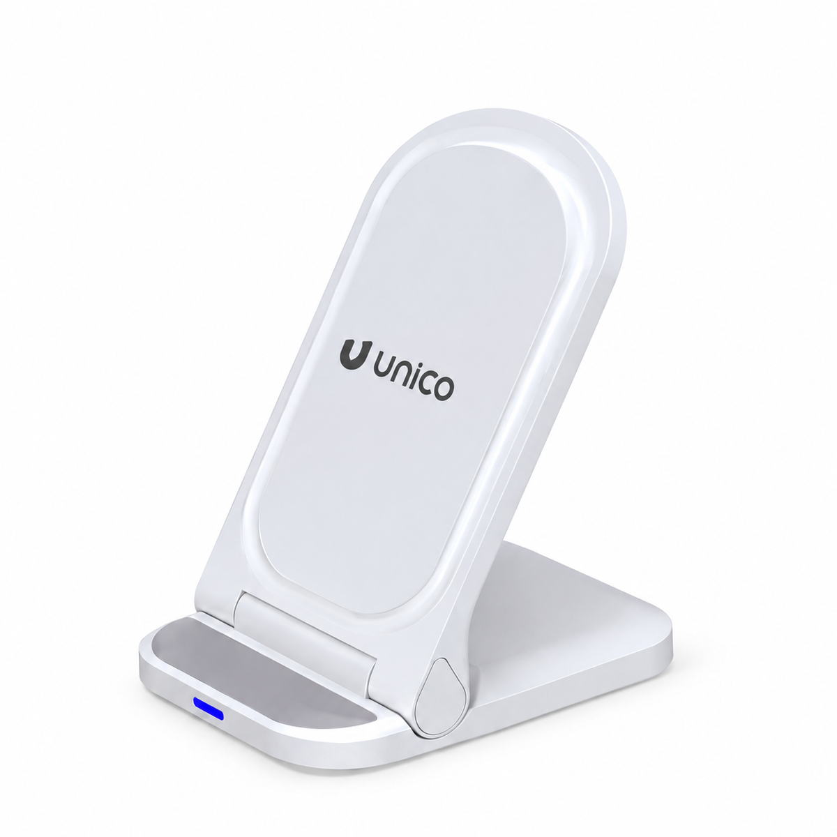Unico HC2719 Caricabatterie Wireless Pieghevole da Tavolo 15W, Base di Ricarica Senza Fili con Cavo USB-C da 1 m, Bianco
