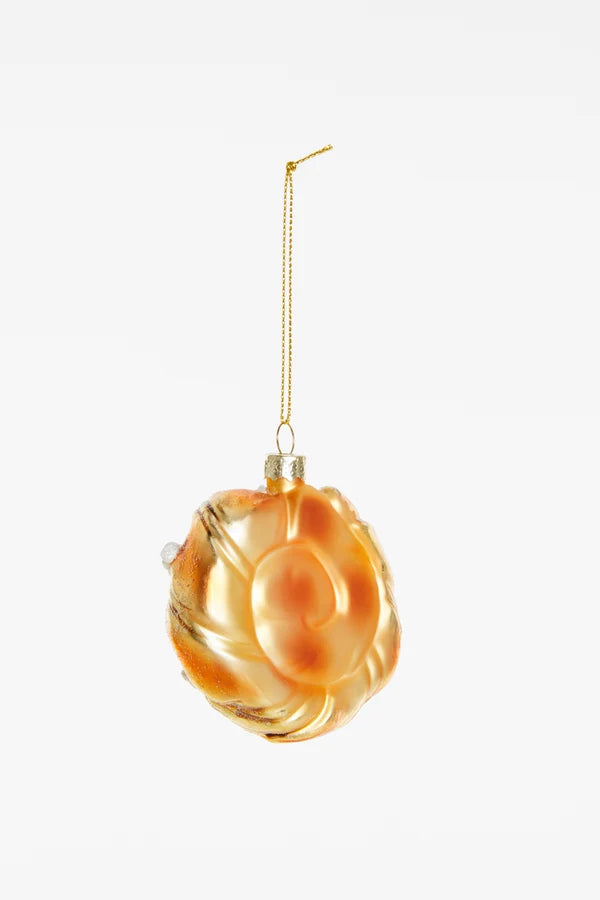 Decorazione Natalizia Cinnamon Roll in Vetro da Appendere, Addobbo a Forma di Dolce per Albero di Natale, 8 cm