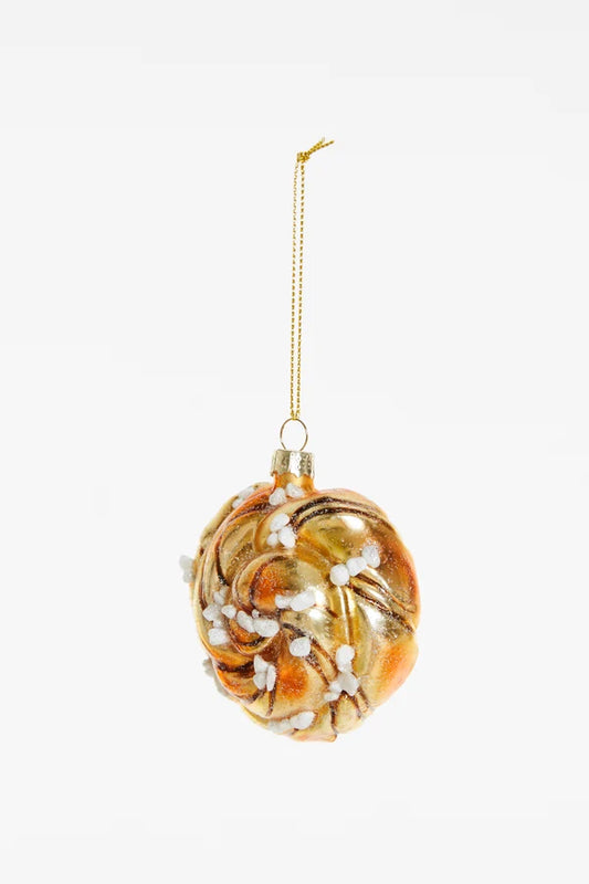 Decorazione Natalizia Cinnamon Roll in Vetro da Appendere, Addobbo a Forma di Dolce per Albero di Natale, 8 cm