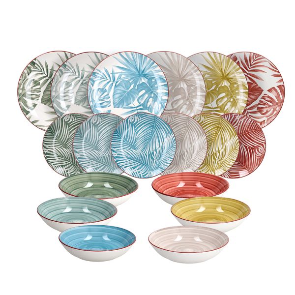 TOGNANA Servizio piatti 18 pezzi Exotic Porcellana Multicolor