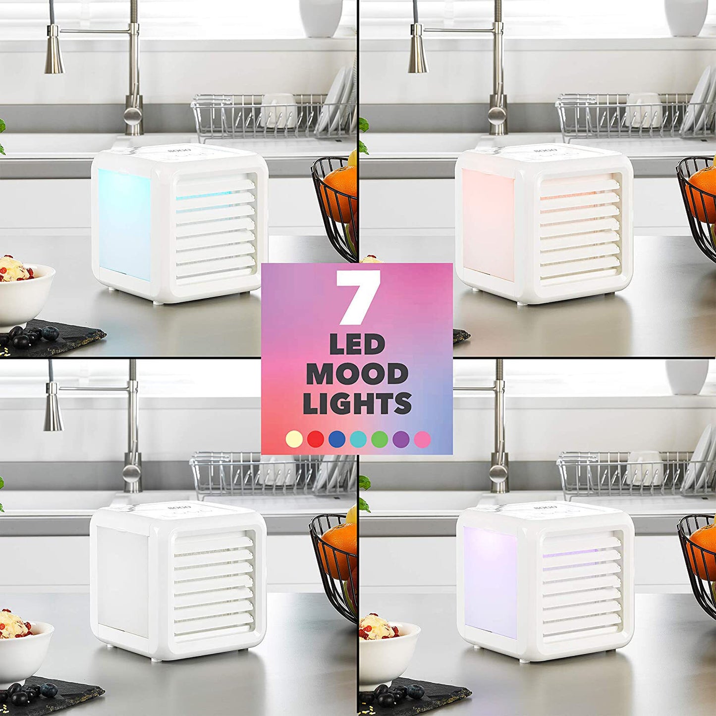 Mini Climatizzatore Portatile SOGO 2 in 1 USB con Raffrescamento ad Acqua, Luce LED e 3 Velocità