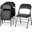 Set 4 Sedie Nere in Metallo e Seduta in Ecopelle Imbottita Sedia Ergonomica