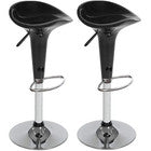 Set 2 Sgabelli Cucina Regolabile Acciaio e ABS Sgabello Girevole Nero Casa Bar