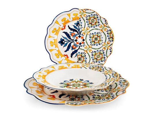 Servizio 18 piatti faenza china decoratoH&H
