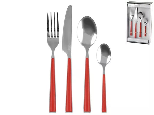 Servizio 24 posate inox manico rossoH&H