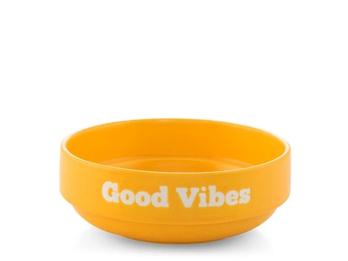Coppetta in Ceramica gialla 13 cm - Scritta "Good vibes"H&H