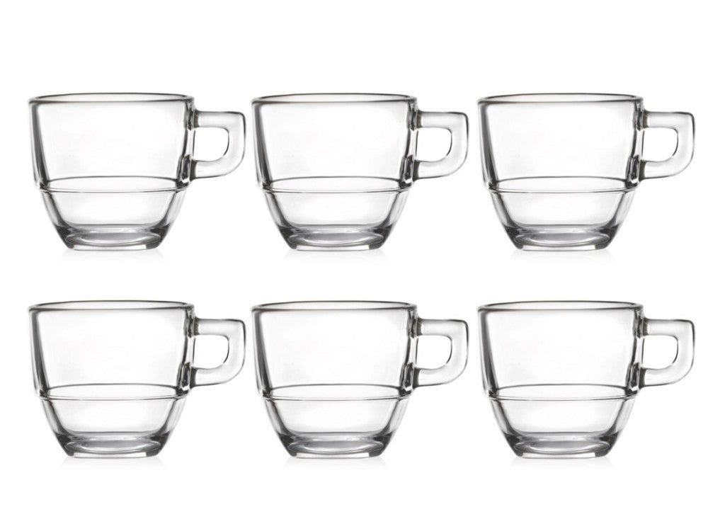 Confezione 6 Tazzine Impilabili Espresso in Porcellana 8 cl