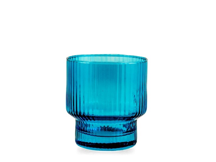 Conf 6 bicchieri Bliss in vetro rigato Blue 32 clH&H