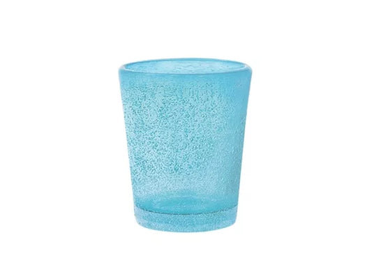 Confezione 6  bicchieri liquore giada in vetro azzurro cl 5H&H