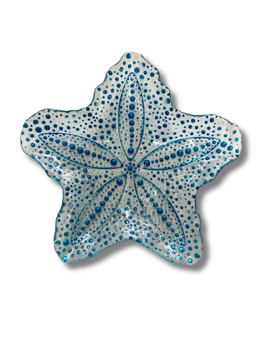 Piatto stella in vetro seashell blue 30cmH&H