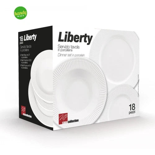 Servizio piatti Liberty 18 pezzi in porcellana bianca
