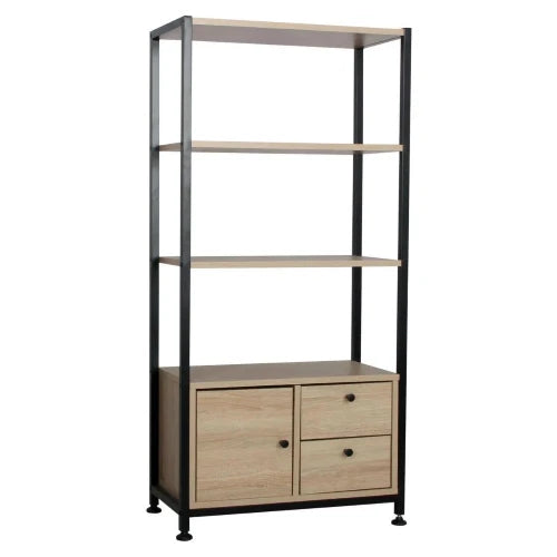 LIBRERIA HAMILTON 2 MENSOLE + 1 ANTA + 2 CASSETTI DIM. 58X30X122 CM