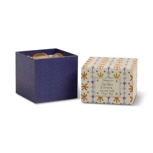 Candela in vetro Tulip da 155 g (5,5 oz) arancione e blu - Giardino e boschetto