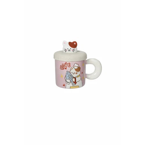 Brandani TAZZA L'ALLEGRA COMITIVA NEW BONE CHINA C/TAPPO E CANNUCCIA SILICONE gatto