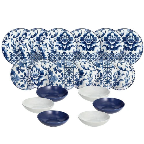 Servizio piatti 18 pezzi Ortigia Porcellana Blu