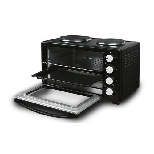 Fornetto Elettrico Ventilato 38 Litri con 2 Piastre - 3300W - Nero