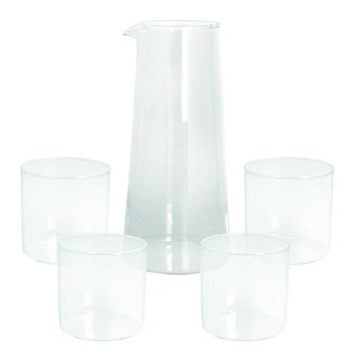 Caraffa 1,5 L + 4 Bicchieri 330 cc in vetro borosilicato trasparente