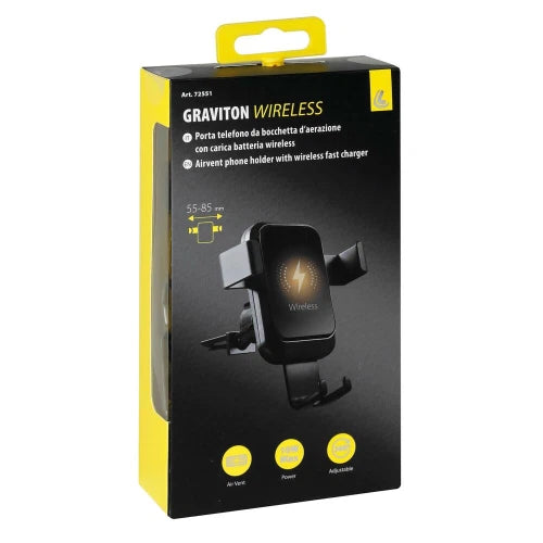 Graviton Wireless, porta telefono per bocchette d'aerazione con carica batteria